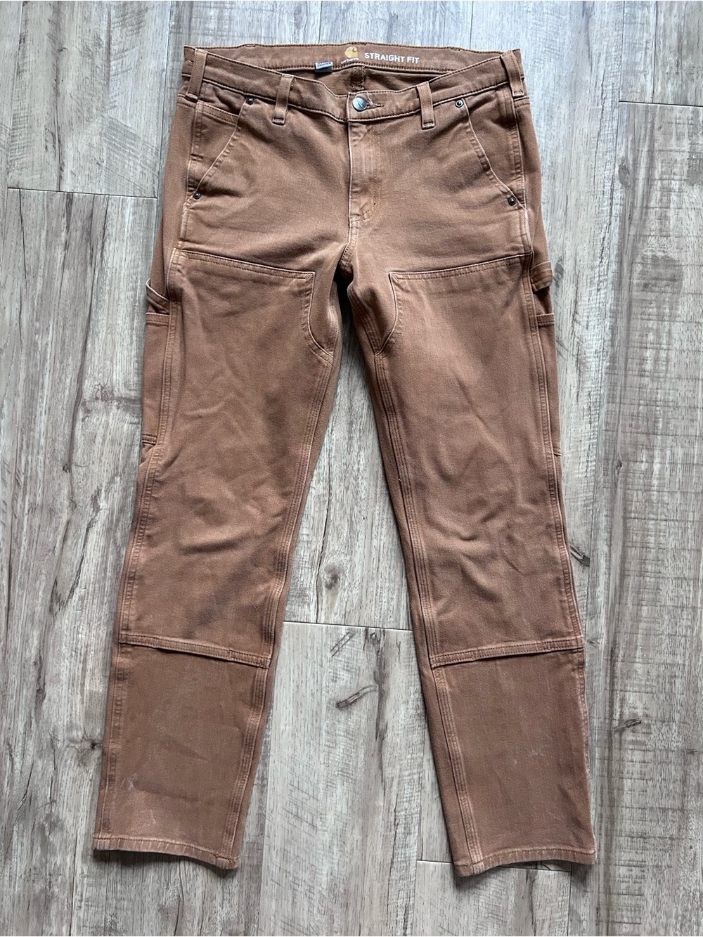 Carhartt Brown Canvas Cargo carpenter Work Pants double knee straight fit - Picture 2 of 9